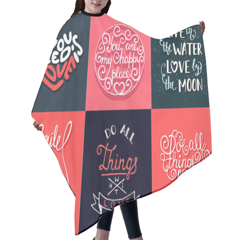 Personality  Set Of Romantic Vector Hand Drawn Unique Typography  Hair Cutting Cape