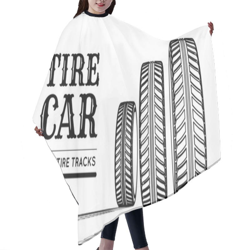 Personality  Car Tires With Tire Marks On A White Background. Hand-drawn Design Hair Cutting Cape