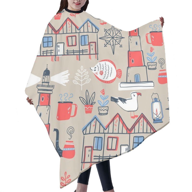 Personality  North Sea ,scandinavian Style Symbols Hair Cutting Cape