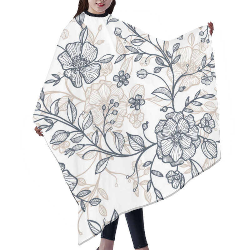 Personality  Seamless Pattern With Flowers And Leaves Hair Cutting Cape