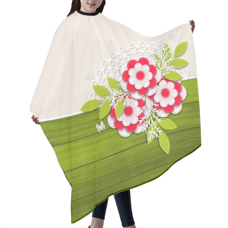 Personality  Floral Wedding Background With Paper Flowers Hair Cutting Cape