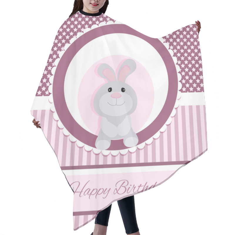 Personality  Vector Greeting Card With Rabbit Hair Cutting Cape