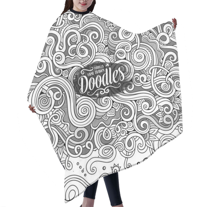 Personality  Cartoon Cute Doodles Curls Frame Design Hair Cutting Cape