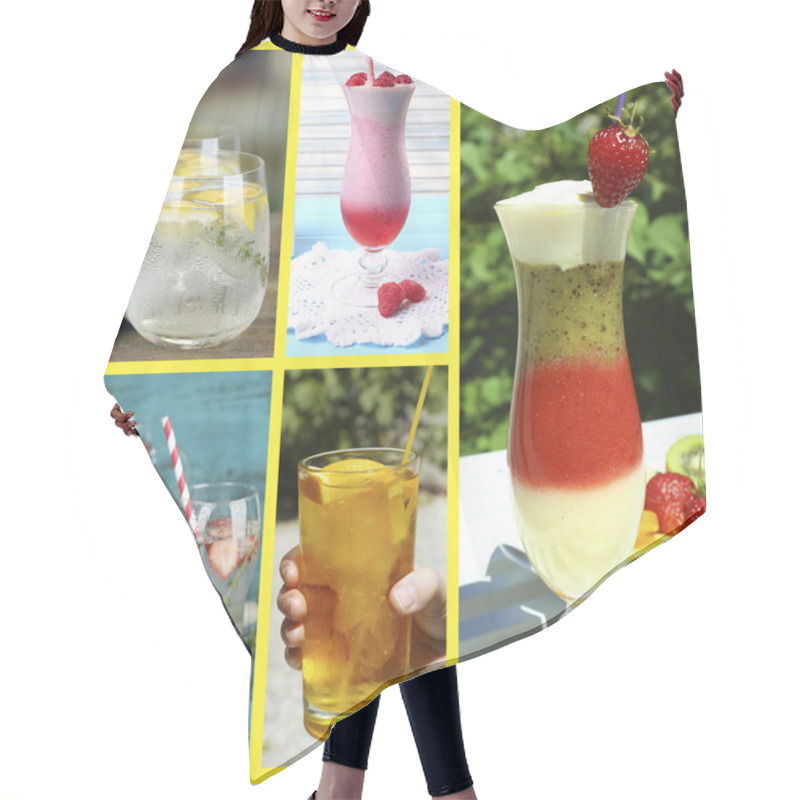 Personality  Collage Of Cold Summer Beverages Hair Cutting Cape