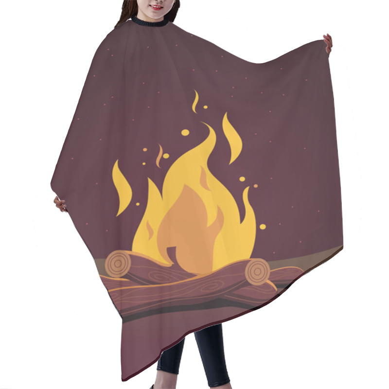 Personality  Burning Bon Fire In Night, Vector Material Hair Cutting Cape