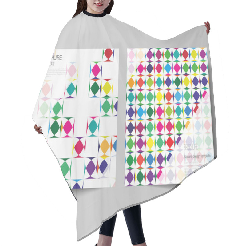 Personality  The Minimal Vector Layout Of Two Square Format Covers Design Templates For Brochure, Flyer, Magazine. Abstract Background, Geometric Mosaic Pattern With Bright Circles, Geometric Shapes. Hair Cutting Cape