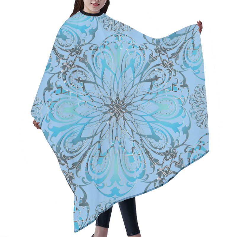 Personality  Elegance Floral 3d Vector Seamless Mandala Pattern. Hair Cutting Cape