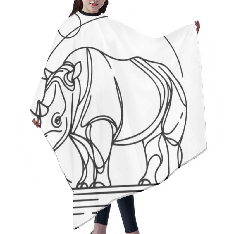 Personality  Abstract Line Art Illustration Of A Rhinoceros With Geometric Patterns Hair Cutting Cape