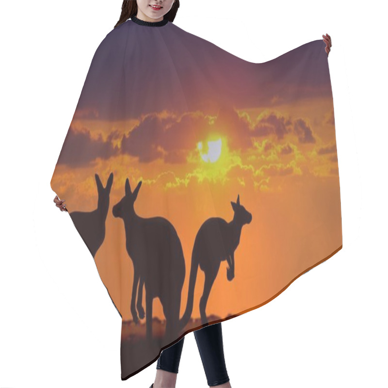 Personality  Kangaroos Under Sunset Hair Cutting Cape