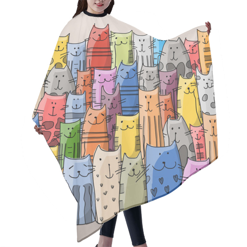 Personality  Funny Cats Family, Seamless Pattern For Your Design Hair Cutting Cape