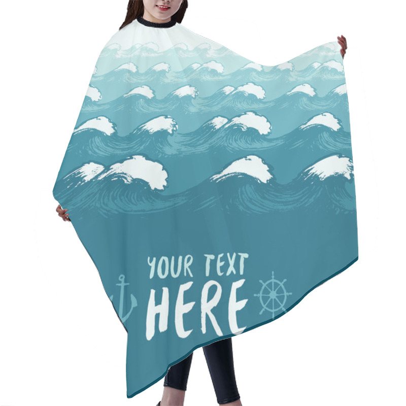 Personality  Blue Waves Background Summer Sea Banner Vector Hair Cutting Cape