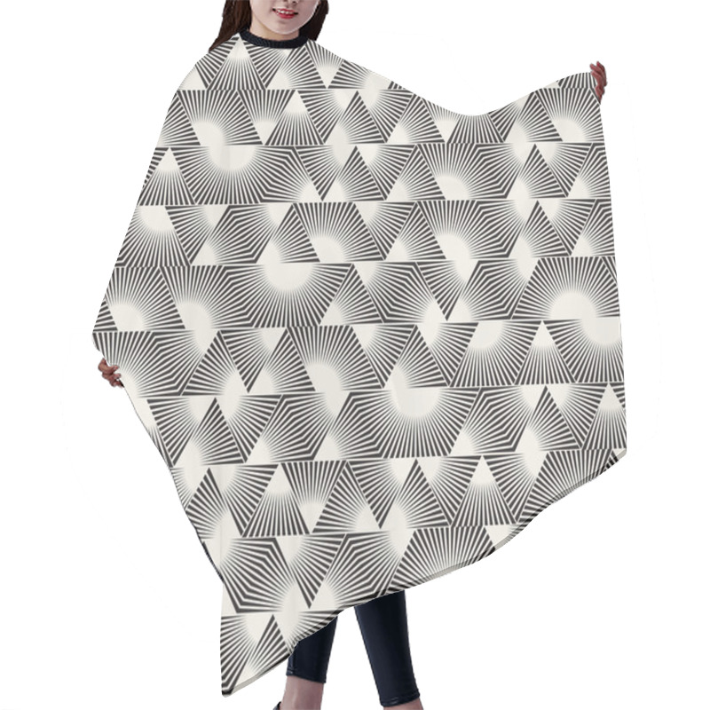 Personality  Vector Seamless Black And White Triangle Sunburst Lines Irregular Pattern Hair Cutting Cape