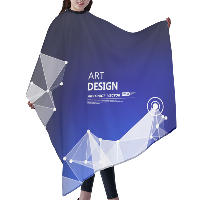 Personality  Abstract Composition, Futuristic Technology, Indigo Blue Font Texture, White Cybernetic Dots, Creative Banner Figure, Wallpaper, Outer Space Flyer Fiber, Neon Star Light Matrix Backdrop, Vector Art Hair Cutting Cape