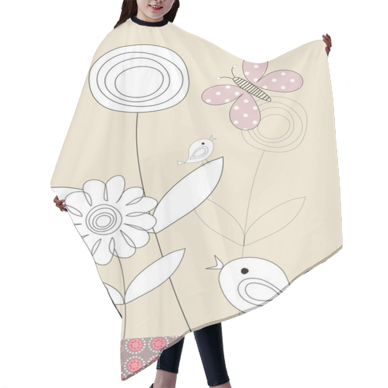 Personality  Pretty Birds, Butterflies And Flowers, Childrens Illustration Hair Cutting Cape