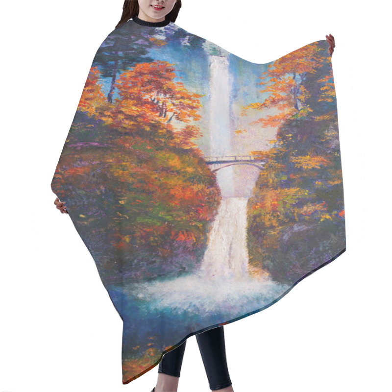 Personality  Autumn Falls Multnomah Oil Painted Hair Cutting Cape