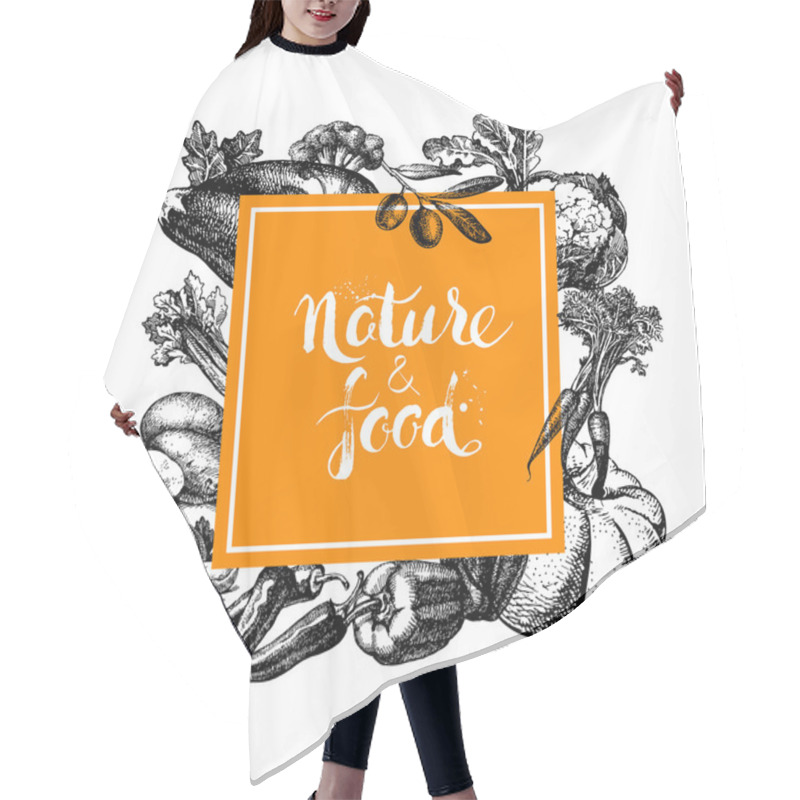 Personality  Eco Natural Food Menu Background. Hair Cutting Cape