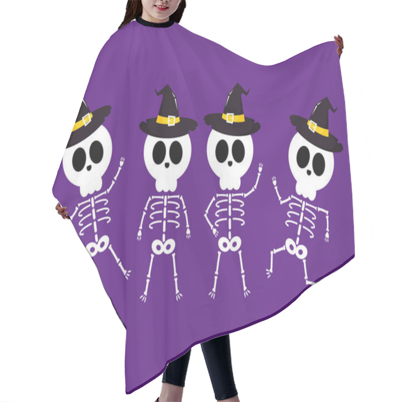 Personality  Cute Halloween Skeleton Cartoon. Skeleton In Halloween Day. Halloween Character Cartoon. Happy Halloween Greeting Card.  Hair Cutting Cape