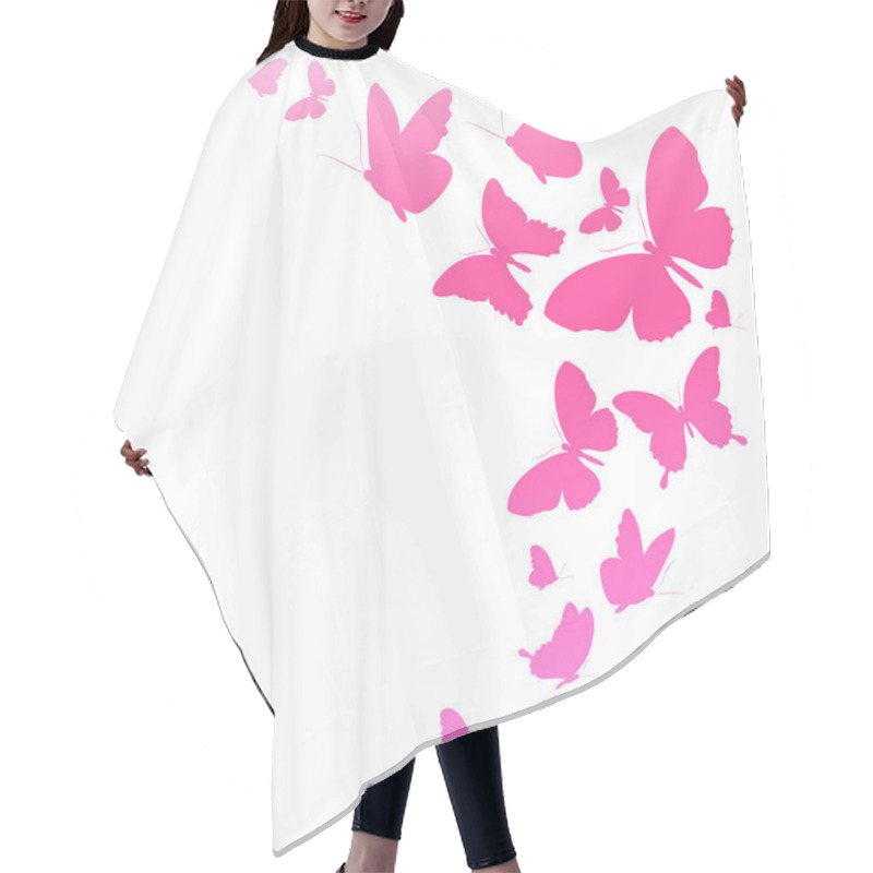 Personality  Set Of Pink Butterflies Isolated On White Background, Spring Concept  Hair Cutting Cape