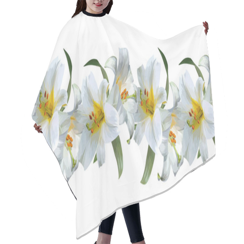 Personality  White Lily Vector Illustration Seamless Pattern Hair Cutting Cape