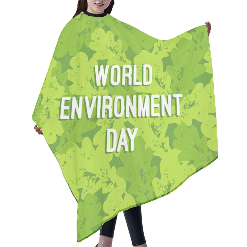 Personality  World Environment Day Typography Poster With Leaves Bunch Seamless Pattern. Vegan, Natural, Organic, Healthy Food Background. Hair Cutting Cape