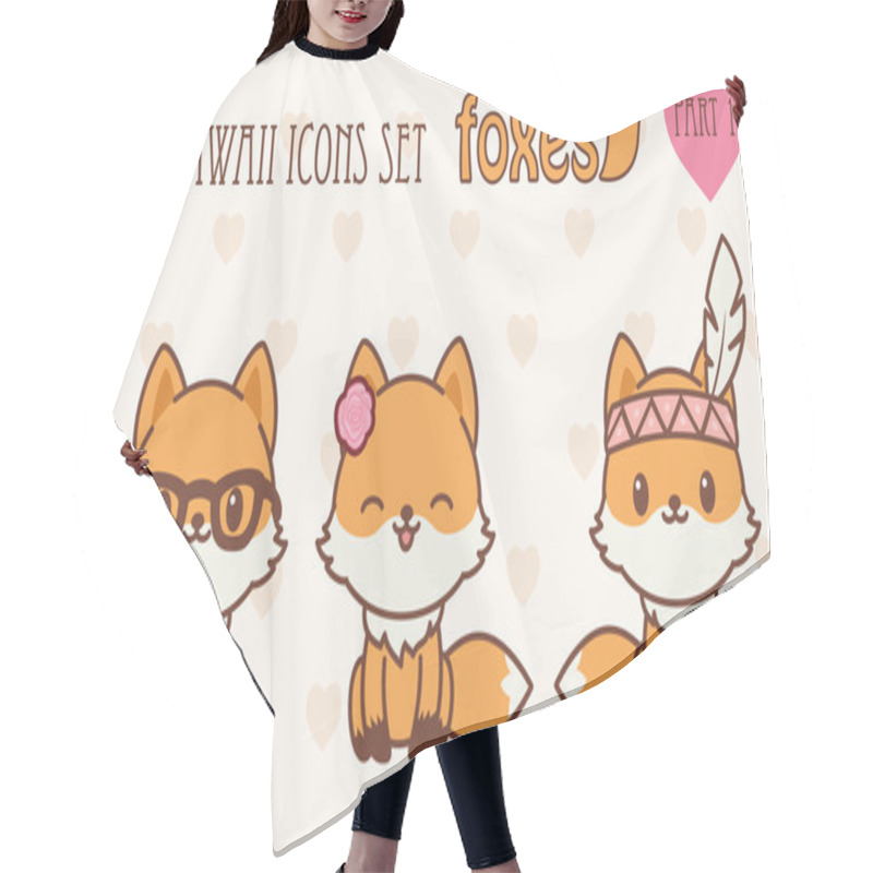 Personality  Kawaii Foxes Icons Set. Part 1 Hair Cutting Cape