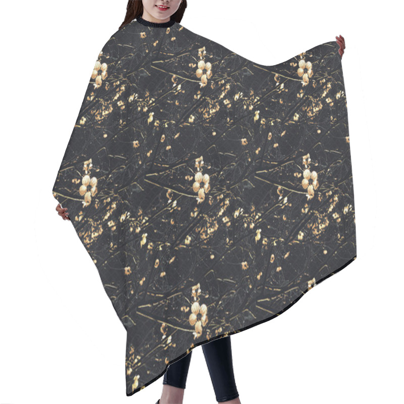 Personality  Flowers And Branches Dark Pattern Hair Cutting Cape