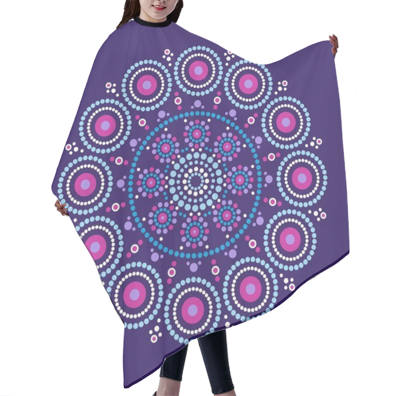 Personality  Mandala Ethnic Whimsical Pattern. Aboriginal Round Boho Style Pattern. Dot Painting Illustration. Hair Cutting Cape