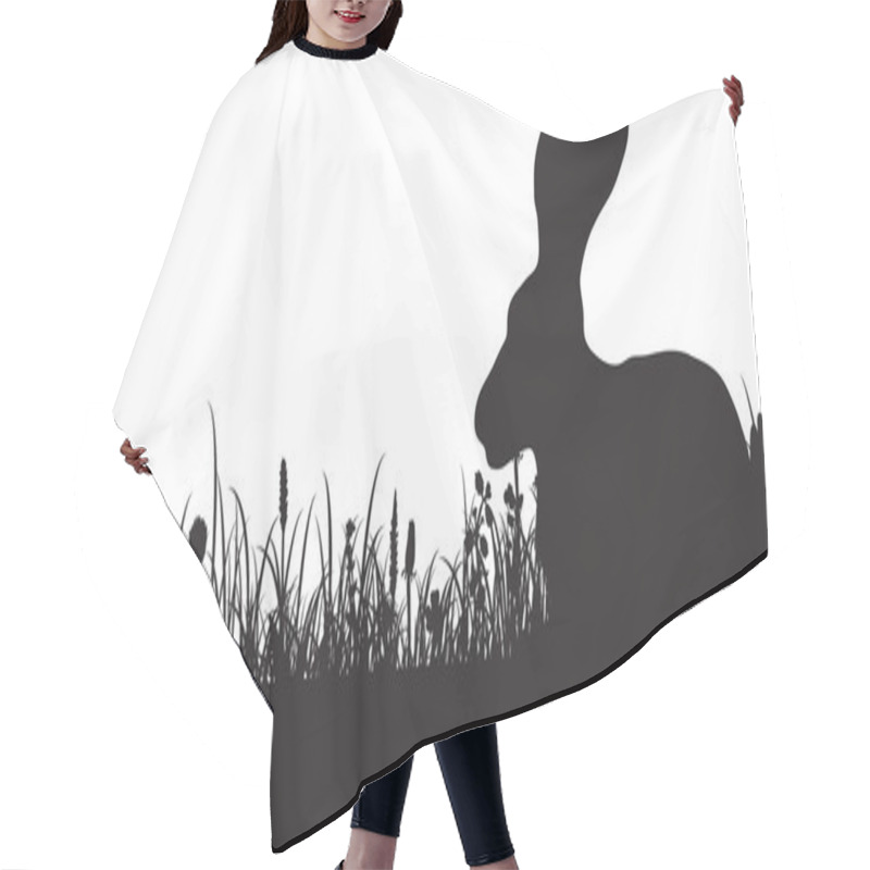 Personality  Silhouette Of Grass And Rabbit Hair Cutting Cape