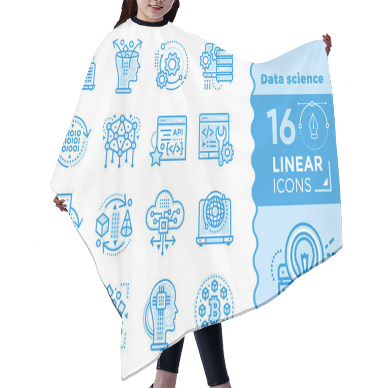 Personality  Linear Icon Set Of Data Science Technology And Machine Learning  Hair Cutting Cape