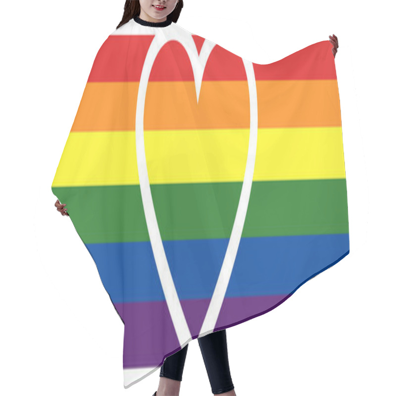 Personality  Illustration Of Heart Near Rainbow Lgbt Flag, Banner Hair Cutting Cape