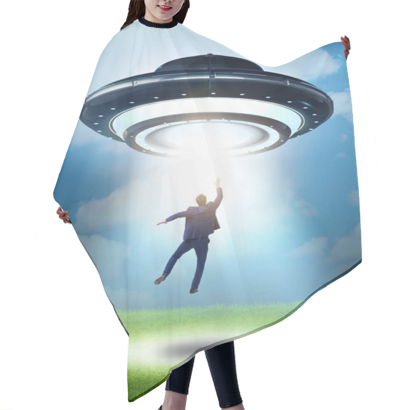 Personality  The Flying Saucer Abducting Young Businessman Hair Cutting Cape