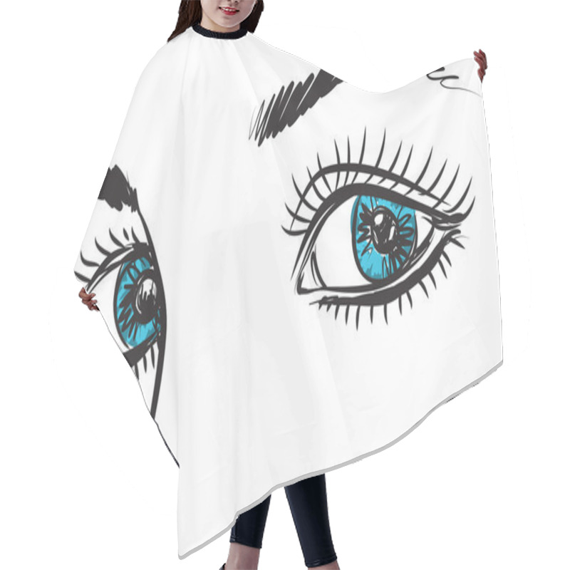 Personality   Girl Lady Woman Blue Eyes Illustration Hair Cutting Cape