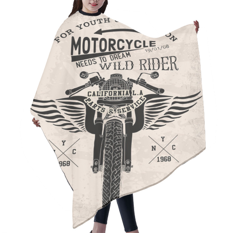 Personality  Llustration Handmade Drawing Motorcycle Poster For T-shirt Hair Cutting Cape