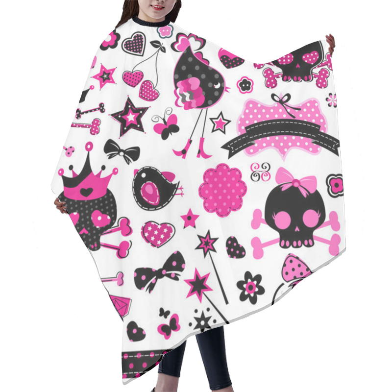 Personality  Girlish Cute Skulls Hair Cutting Cape