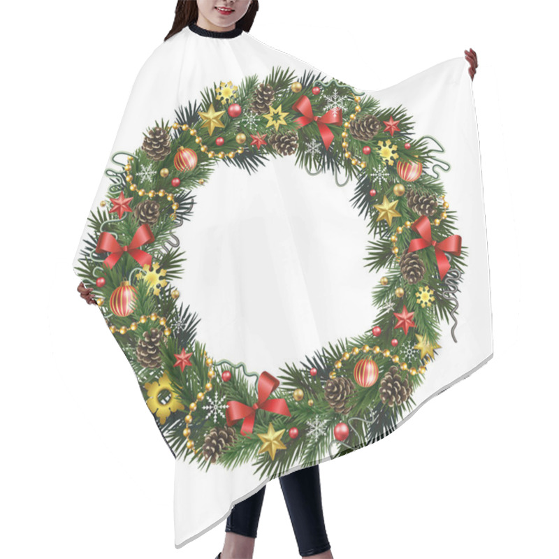 Personality  Realistic Christmas Wreath Isolated от White Background Hair Cutting Cape