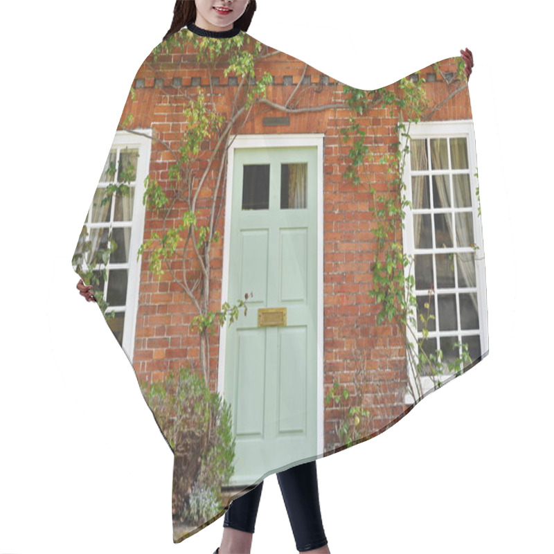 Personality  Cozy House With Brick Wall, White Windows And Door And Plants Around Hair Cutting Cape