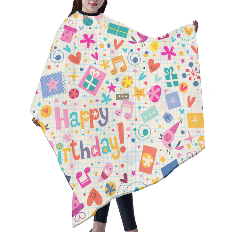 Personality  Happy Birthday Pattern Hair Cutting Cape