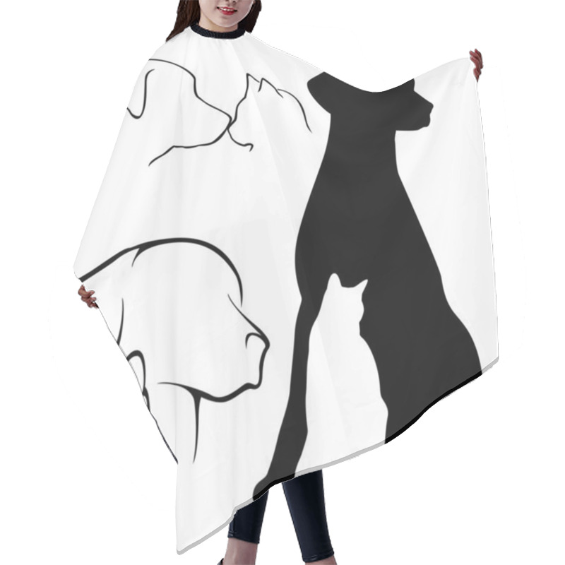 Personality  Dog And Cat Silhouette Hair Cutting Cape