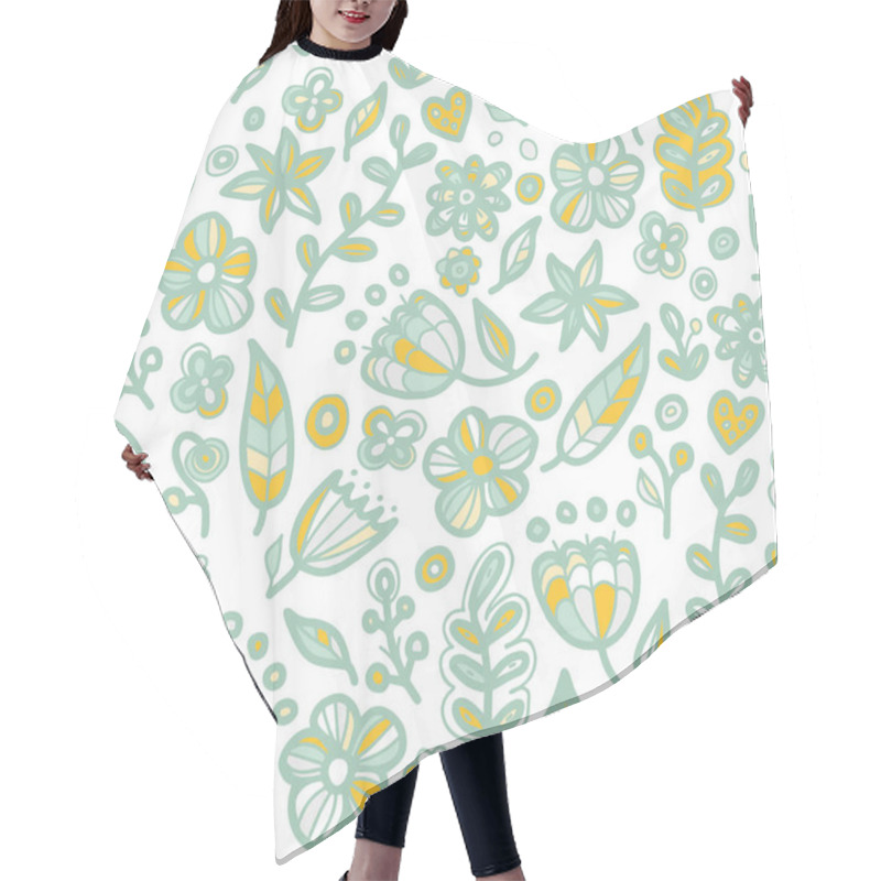 Personality  Floral Seamless Floral Pattern In Doodle Style. Hair Cutting Cape