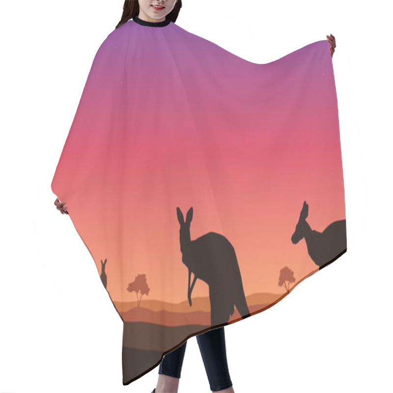 Personality  Beauty Landscape Kangaroo On Hill Silhouettes Hair Cutting Cape