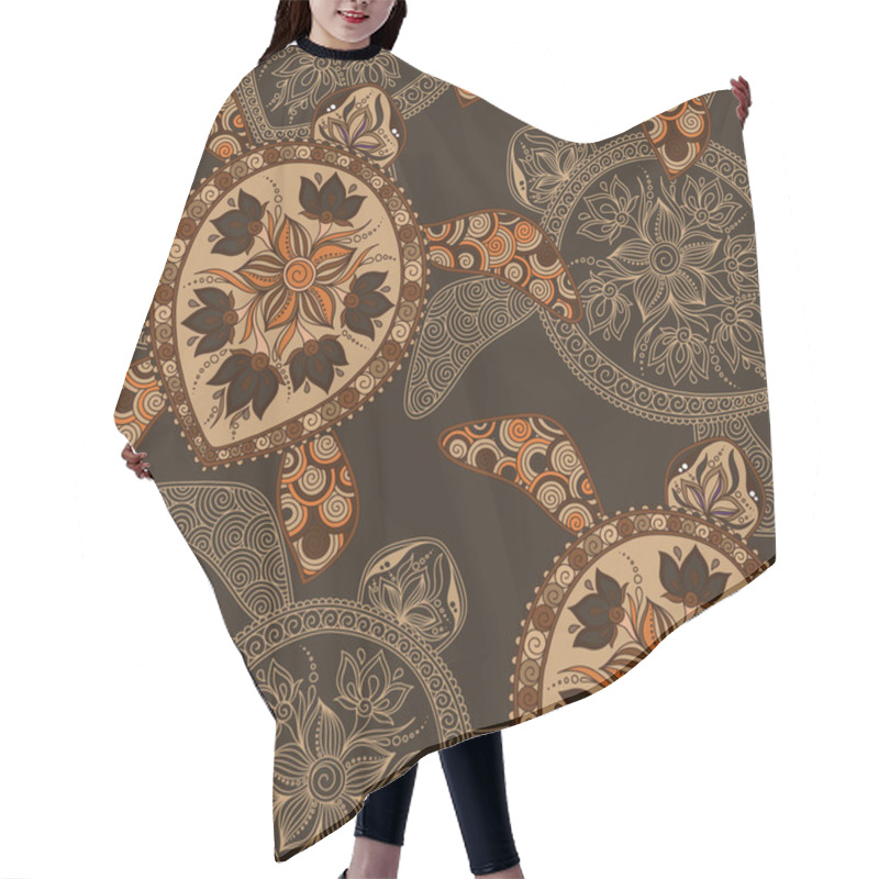 Personality  Seamless Pattern With Turtles Hair Cutting Cape