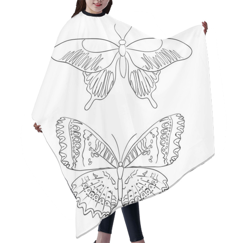 Personality  Sketches Doodle Butterflies Hair Cutting Cape