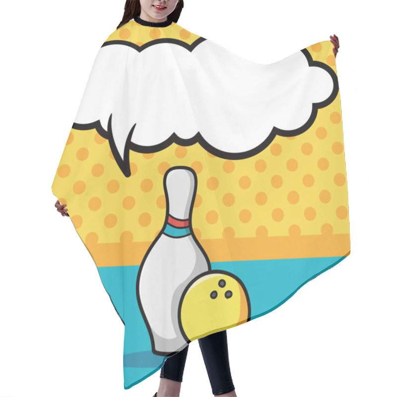 Personality  Bowling Doodle, Speech Bubble Vector Illustration Hair Cutting Cape