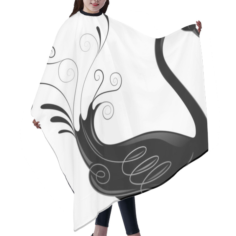 Personality  Black And White Swan Hair Cutting Cape