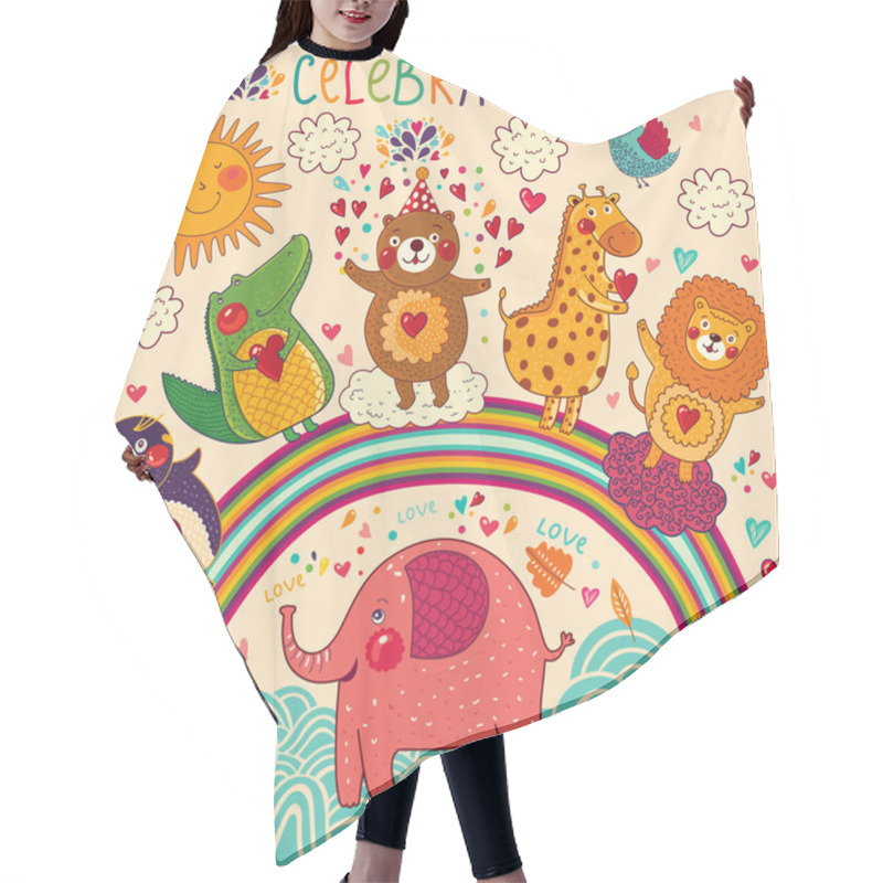 Personality  Background With Funny Animals Hair Cutting Cape