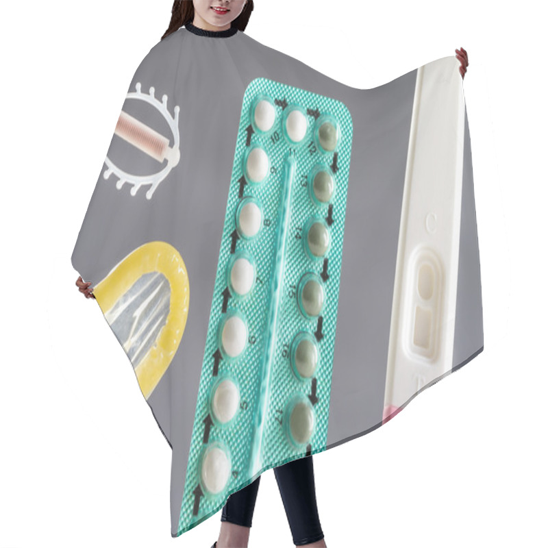 Personality  Concept With Oral Contraceptive Hair Cutting Cape