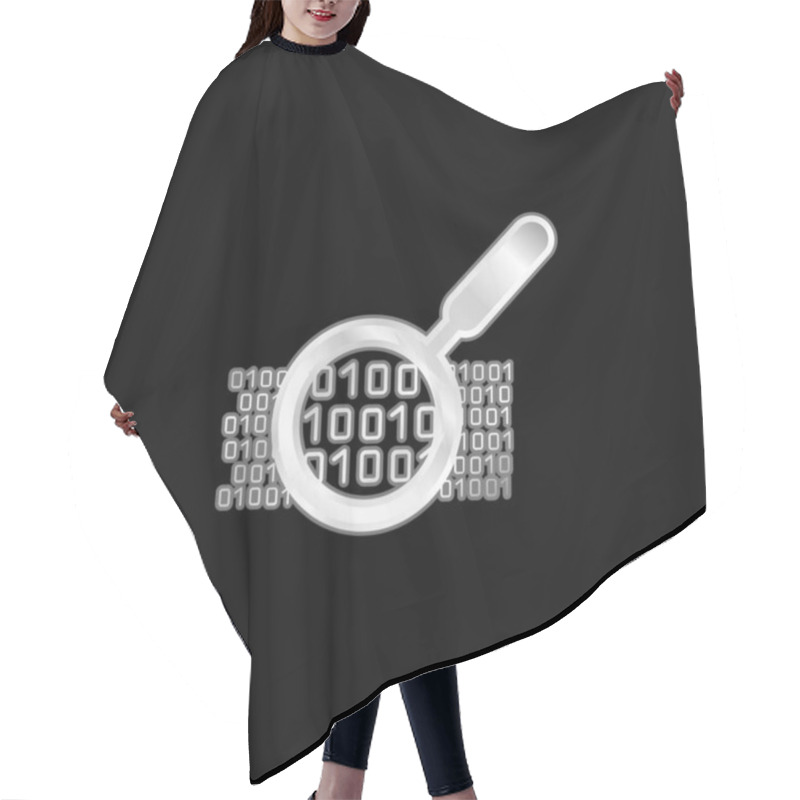 Personality  Binary Data Search Symbol Silver Plated Metallic Icon Hair Cutting Cape