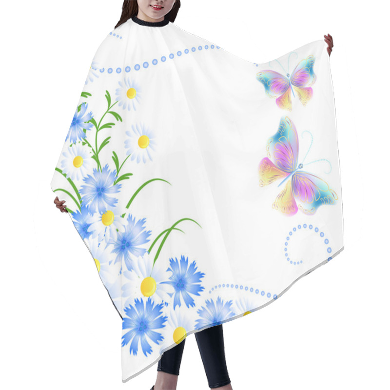 Personality  Flowers Ornament And Butterflies Hair Cutting Cape