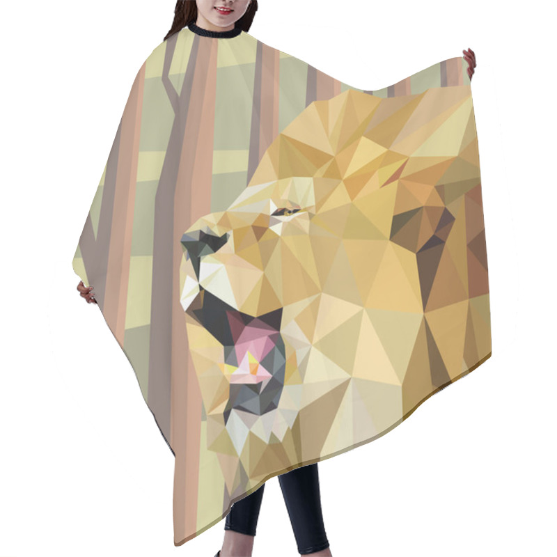 Personality  Lion Stylized Vector Illustration Hair Cutting Cape