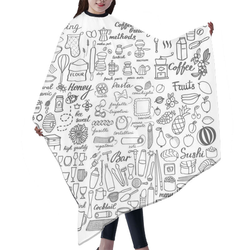 Personality  Big Food Sketch Set, Doodle Drawings Of Food  Hair Cutting Cape